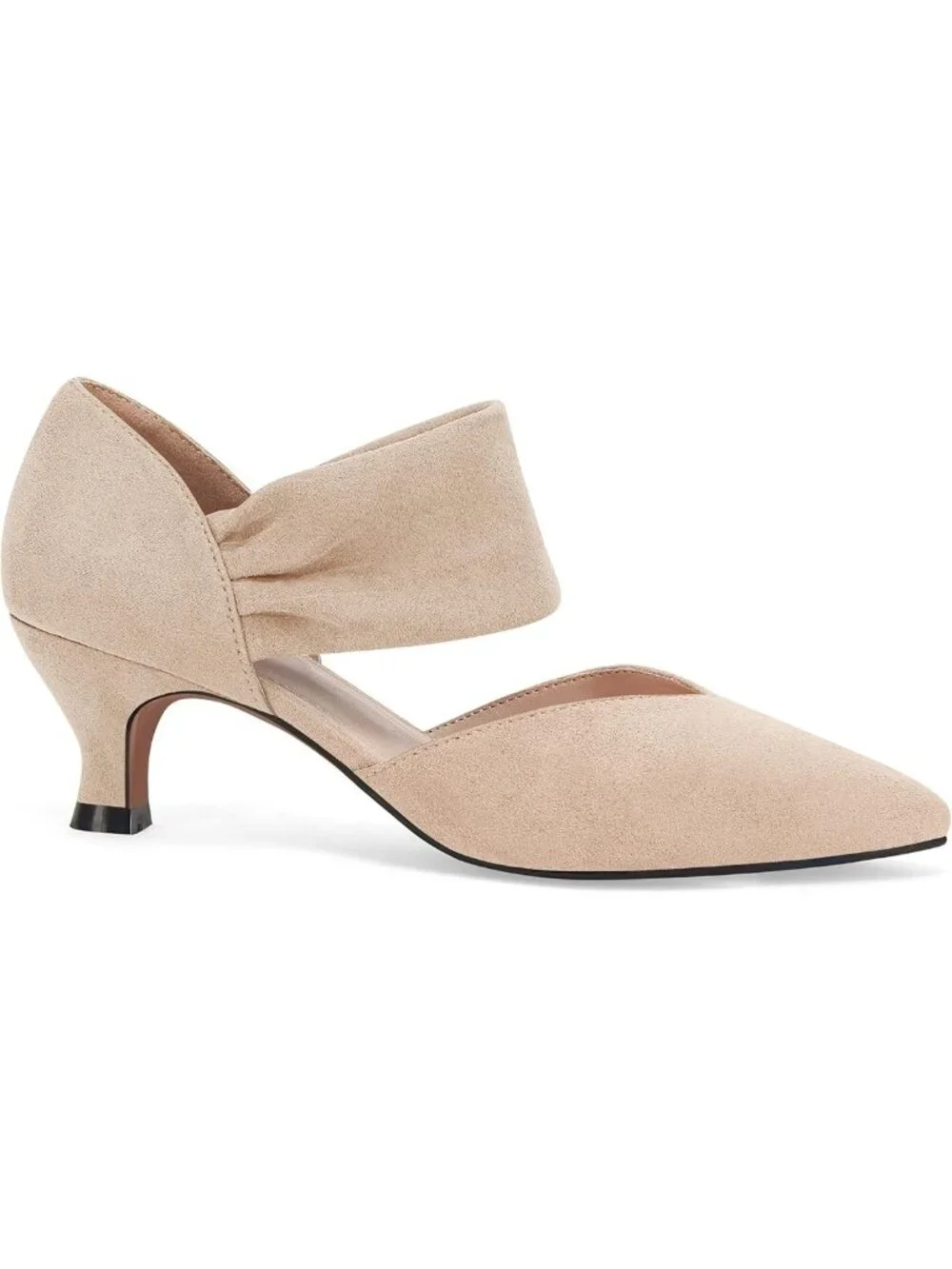 Elegant Ankle Strap Kitten Heel Dress Shoes - Pointed Toe Cutout Pumps for